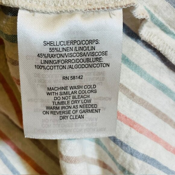 Gal Meets Glam Linen Shoulder Bow Tie Midi Sundress Striped Coastal 2 - Picture 9 of 10